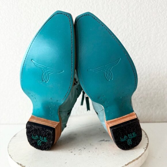 Lane COSSETTE Womens Cowboy Booties 6.5 Western Cowgirl Blue Short Ankle Boots